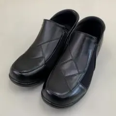 【23.5㎝】未使用 婦人 コンフォートシューズ 黒 スリッポン サイドゴア