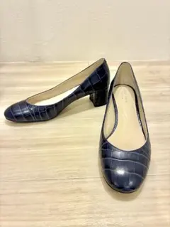 COLE HAANコールハーン美品パンプス 7.5Bネイビー チャンキーヒール