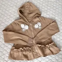 tocco closetフラワー刺繍 ベージュパーカー　M