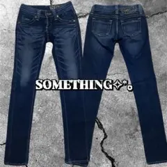 00s SOMETHING 刺繍スキニーデニム 平成ギャルy2kグランジ パンク