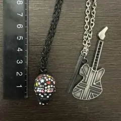 スカルデザインとギター型ネックレスセット