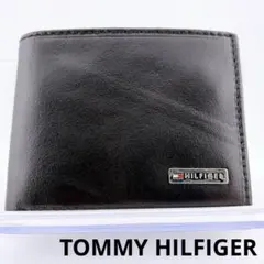 【トミーヒルフィガー二つ折り財布 ブラック グリーン】