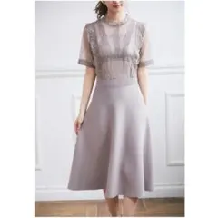 トッコクローゼット　レースドッキングワンピース　ベージュ　M