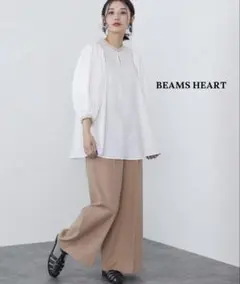 BEAMS HEART バルーンスリーブ ホワイトシャツ　パフスリーブ　春服