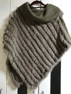 Rady ラビット30%ファーポンチョ　ブラウン