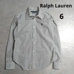 Ralph Lauren　長袖シャツ　刺繍ロゴ　ストライプ　6サイズ　小さめ