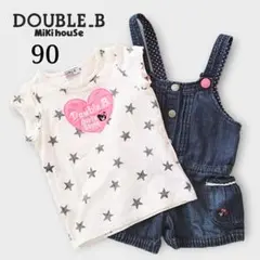 DOUBLE.B サロペット Tシャツ 90ハート デニム 星 くま