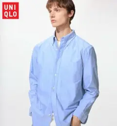 ユニクロUNIQLO長袖オックスフォードシャツ／Blue／L／44636／ブルー