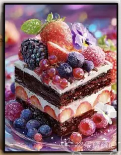 クロスステッチキット（ブルーベリーと苺ケーキ）