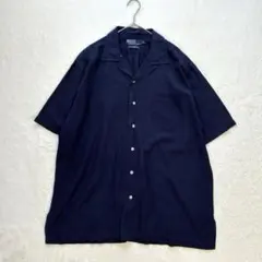 美品 ラルフローレン CALDWELL 完全無地 ネイビー シルク コットン L