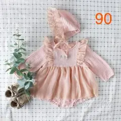 ガーゼワンピースチュールドレス韓国子供服赤ちゃんロンパース付きワンピース