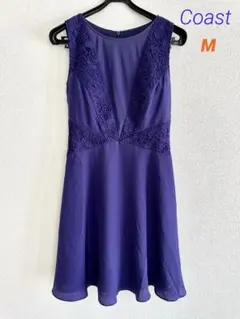 美品 結婚式 パーティー ドレス ワンピース Coast パープル M