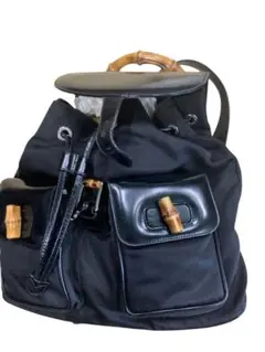 【美品】GUCCI グッチ バンブー ナイロン×レザー リュックサック ブラックのサムネイル