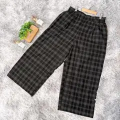 美品✨【SHOO-LA-RUE】ブラックチェック ガウチョパンツ Lサイズ