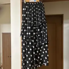 CIAOPANIC 黒と白の水玉フレアスカート
