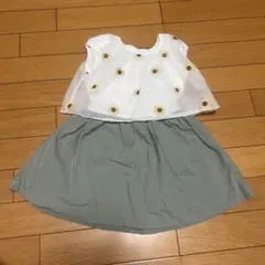 après les coursひまわり刺繍ノースリーブワンピース90cm