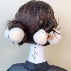 新品 ヘアクリップ 2個セット ポンポン ファー ふわふわ 地雷系 量産型 白