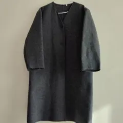 無印良品　ダークグレー ロングコート ボタン付き　S