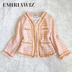 新品 EMIRIAWIZ 千鳥柄 フリル チェーン ノーカラー ジャケットのサムネイル