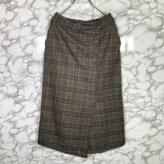 YECCA VECCA　（M）　チェックラップタイトスカート　茶系のサムネイル