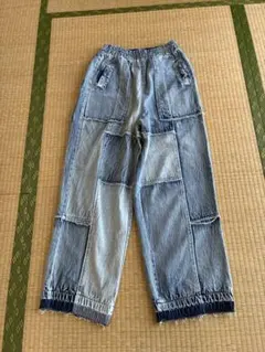作家の気まぐれ一点もの＊リメイクパッチワークデニムパンツダメージ加工サンプル