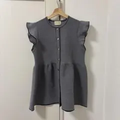UNITED ARROWS ペプラム フリルスリーブ ジャカード ニットベスト