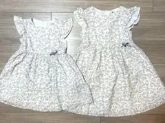BeBe Petits Pois Vert花柄 半袖ワンピース 110 130