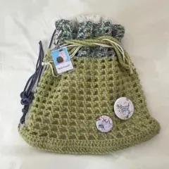 ハンドメイド ナップサック 手編み ミントコア - メルカリ