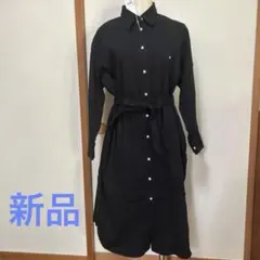 UNIQLOレディース デニムシャツワンピース 黒 M