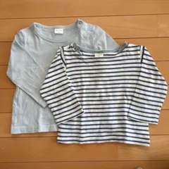 Simple free 水色 ストライプの長袖T2枚セット