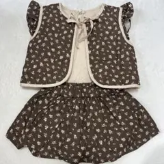 【新品未使用！】NiNibello花柄ブラウンベスト＆ショートパンツセット XS
