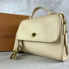オールドコーチ　ショルダーバッグ　2way ターンロック　アイボリー　箱付き