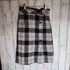 ロディスポット 黒と白のチェック柄タイトスカート　I-36