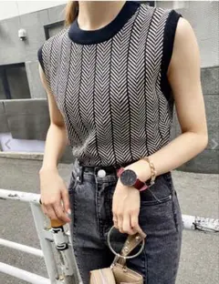 INGNI(イング) ヘリンボーン柄ニットベスト　Mサイズ