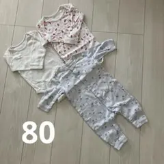 UNIQLO 長袖 ロンパース ボディスーツ 3枚セット80