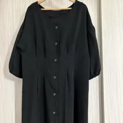 ブラック ロング シャツワンピース