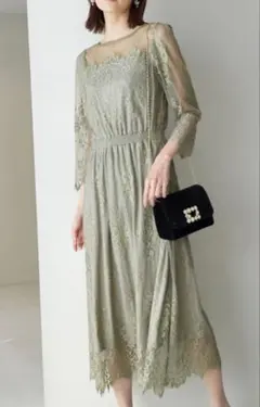 ロペピクニック　レースドレス　ワンピース　カーキ　結婚式　36