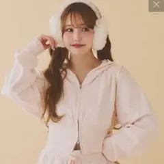 NICE CLAUP ビジューパーカー ピンク