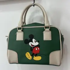 しまむら ミッキーマウス ハンドバッグ ボストンバック　グリーン