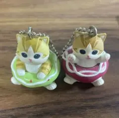 猫のキーホルダー 2個セット　mofusand ドーナツにゃんマスコット