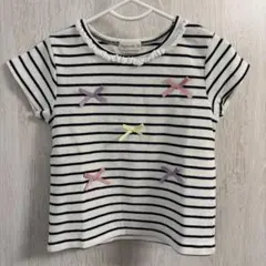 しまむら　福助　リボン付き　ボーダー Tシャツ 100cmのサムネイル