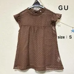 ＧＵ　フリル袖シアードットフリルブラウス ブラウン　Ｓサイズ　スノードットのサムネイル
