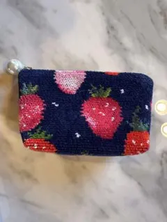 フェイラー　舟形ポーチ　ネイビー×ストロベリー