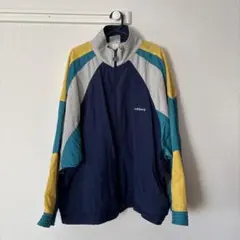 adidas ナイロンジャケット ネイビー/イエロー/グリーン