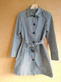 【マッキントッシュフィロソフィー】黒白ギンガムチェック　トレンチコート　36
