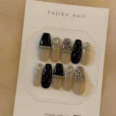 ツイードフレンチ　スナ系　ワンホン　量産型　ガーリー　推し　ネイルチップオーダー