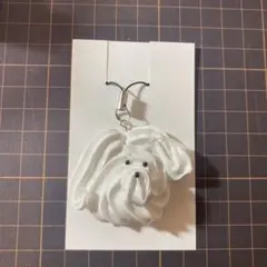 【ハンドメイド】犬の顔 チャーム 白色