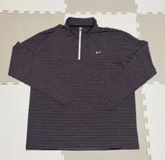 【未使用級】ナイキゴルフ ハーフジップ シャツ L 黒 ボーダー DRI-FIT