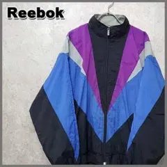 古着 リーボック 刺繍 ナイロンジャケット マルチカラー 90s USサイズ