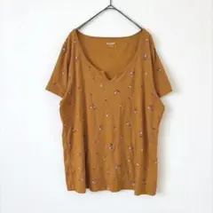 オールドネイビー 花柄 リブ 半袖トップス カットソー XL マスタード 黄色のサムネイル